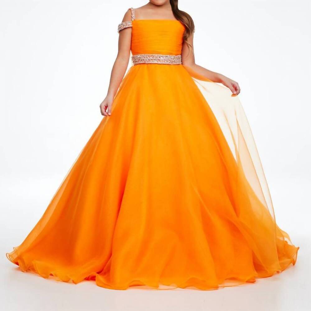 NEW ASHLEYLAUREN organza a-line ball gown in neon orange